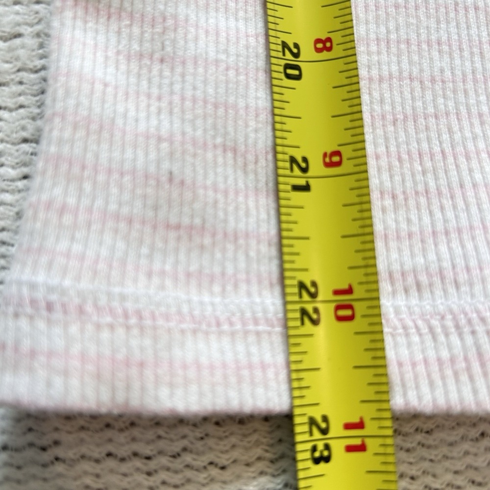 Vtg Y2K 2000 Gap Thermal Shirt Sz L Crew Neck Pink White Striped 100% Cotton - Picture 10 of 12